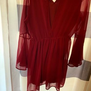 Sheer Sleeves and Keyhole back All Purpose Dress
